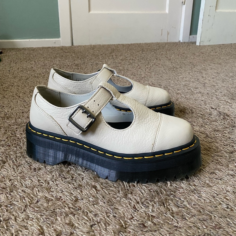 Dr. Martens Cream Bethan T-Bar Platforms